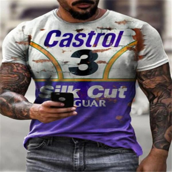 men's t-shirts europe and the united states no. 3 gas station letter print street fashion sports round collar t shirt tide men short, White;black